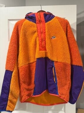 Nike Orange & Purple Colorblock Sherpa Half-Zip Jacket